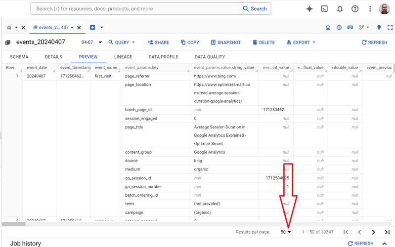 Use the ‘Results per page drop down menu