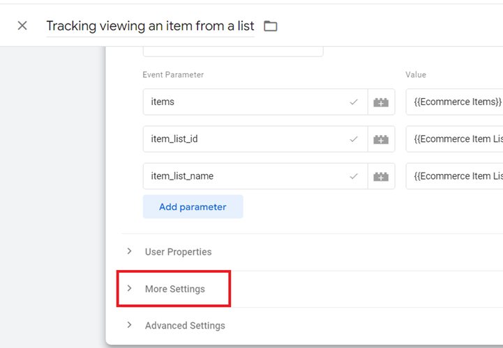 GA4 Ecommerce Tracking via GTM: Step-by-Step Setup Guide 2 Tracking viewing an item from a list more settings