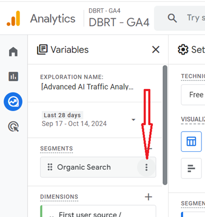 Hover your mouse over the ‘Organic Search‘ segment