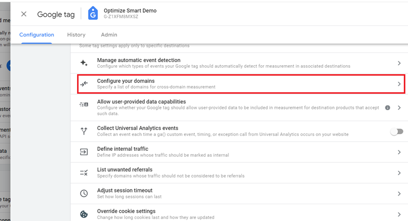 configure your domains ga4