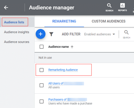 remarketing audience google analytics 4