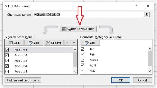 compare data excel switch row and column excel charts
