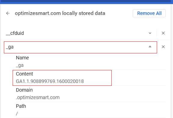 Click on ga and in content you will find your Google Analytics 4 cookie