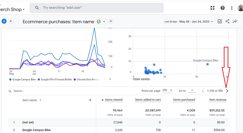 see more than 250 rows