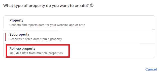 ga4 roll up property