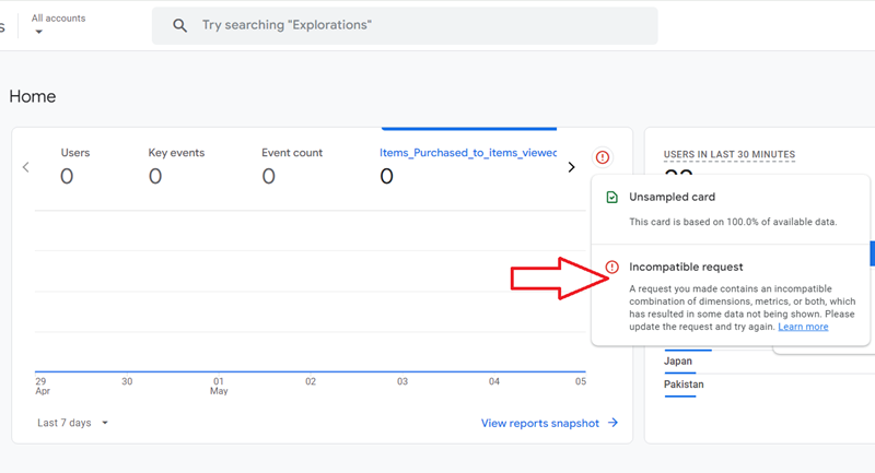 GA4 Incompatible Request warning