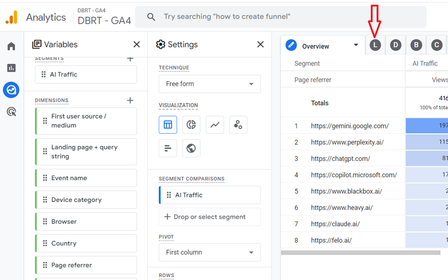 Click on the ‘Landing page tab