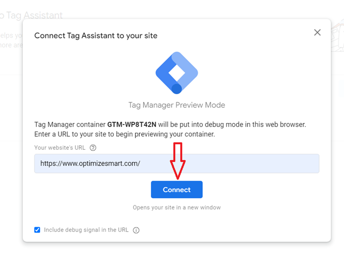 connect tag assistant to your site