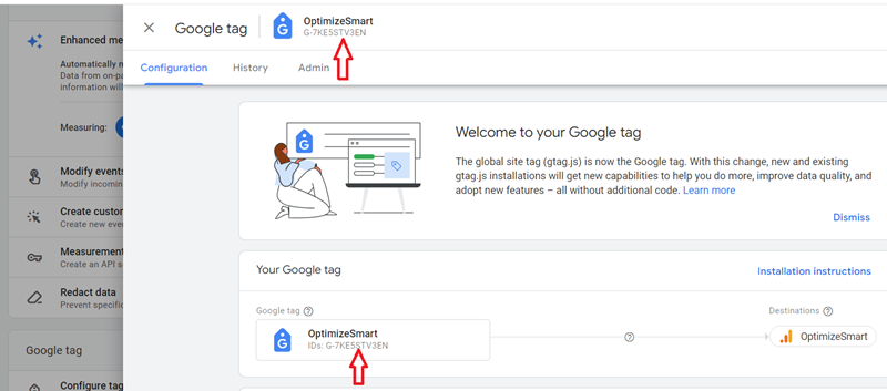 You can now see your Google Tag ID