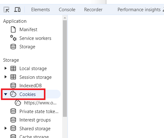 expand the cookies section