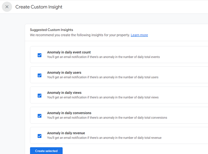 create custom insight ga4