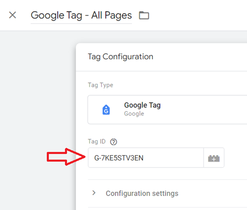 A tag ID in a Google tag