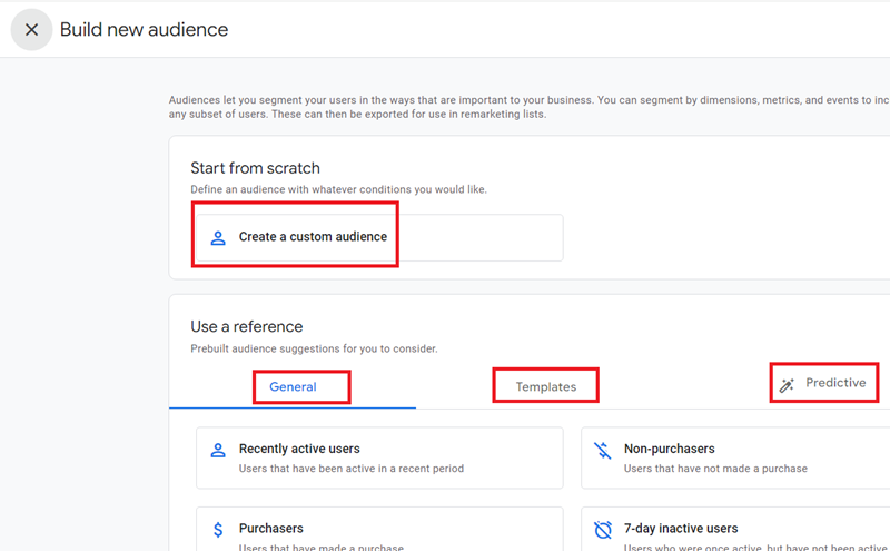 build new audience ga4
