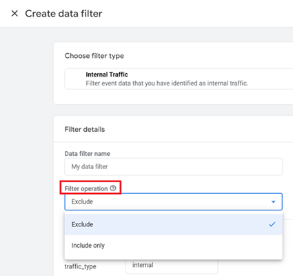 data filter type ga4