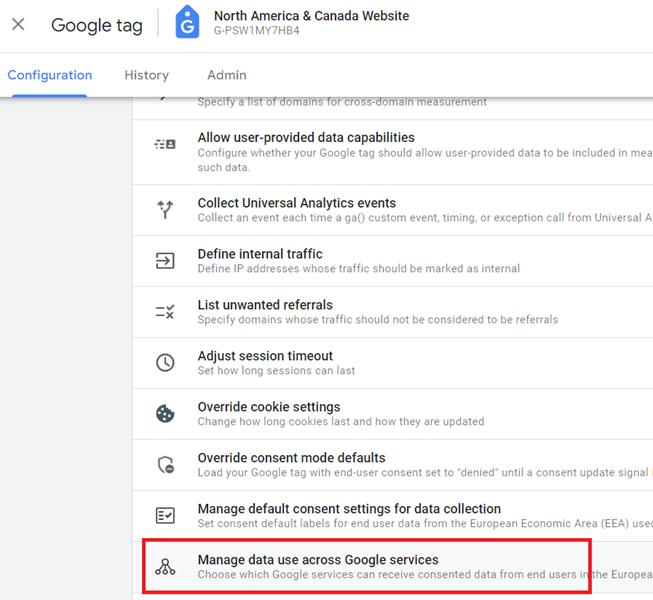 Manage data use across Google services