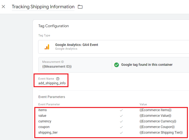 GA4 Ecommerce Tracking via GTM: Step-by-Step Setup Guide 36 Tracking Shipping Information tag configuration