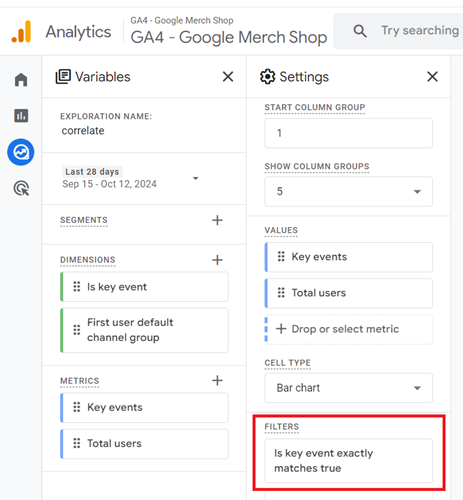 dimension filter ga4