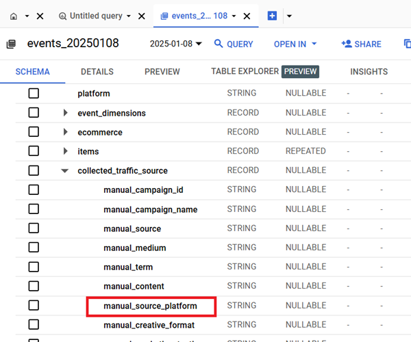 manual source platform‘ field under ‘collected traffic source‘