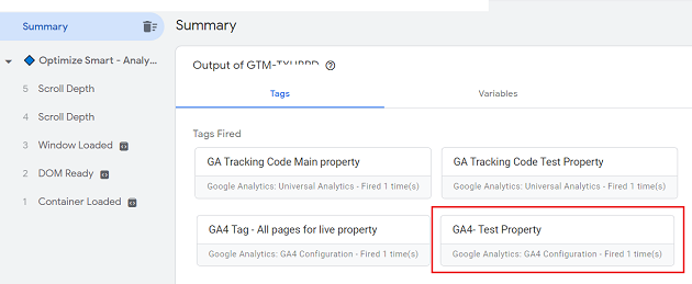 google analytics 4 test property