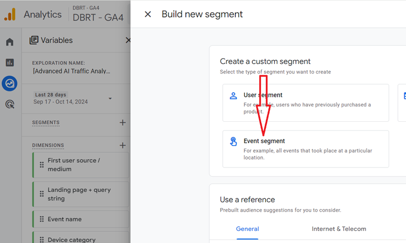 Click on ‘Event Segment