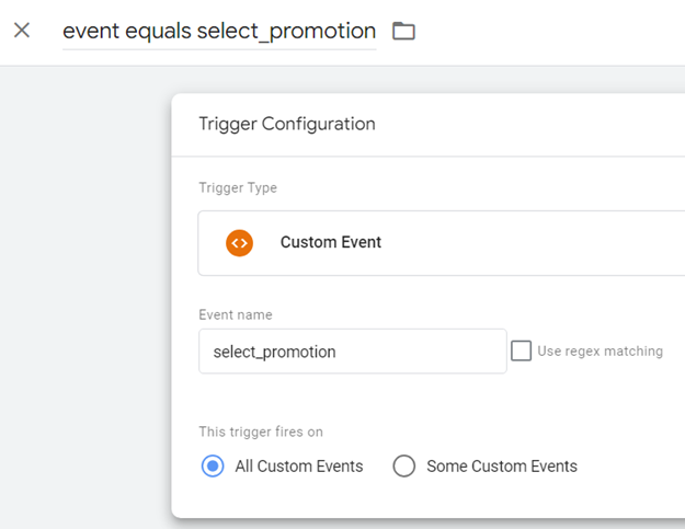 GA4 Ecommerce Tracking via GTM: Step-by-Step Setup Guide 28 Tracking clicks on Internal Promotions Trigger configuration