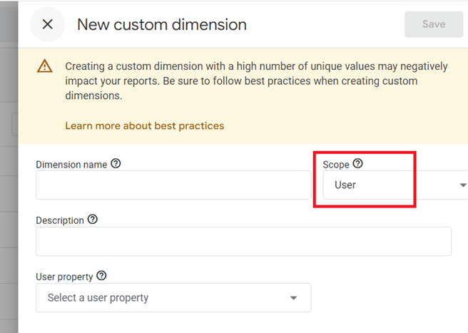 GA4 custom user scoped dimensions