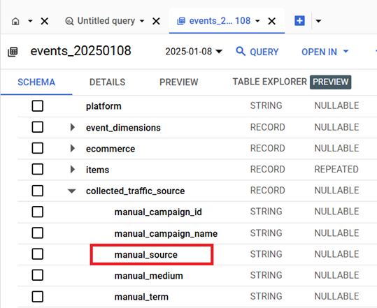 ‘manual source‘ field under ‘collected traffic source‘