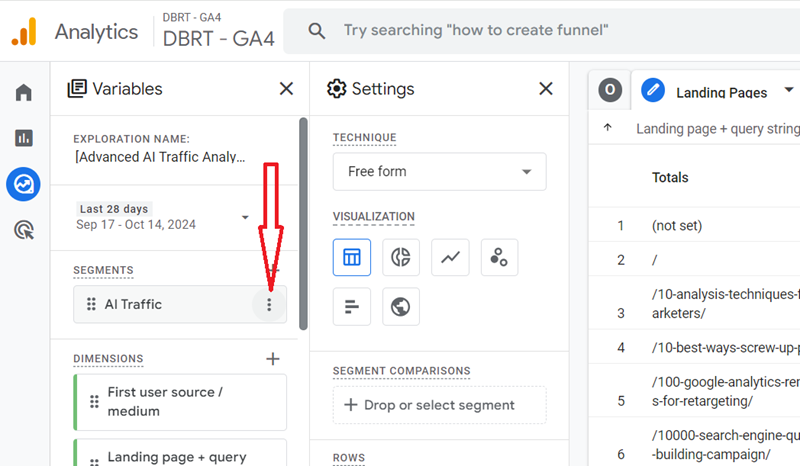 Hover your mouse over the ‘AI Traffic segment