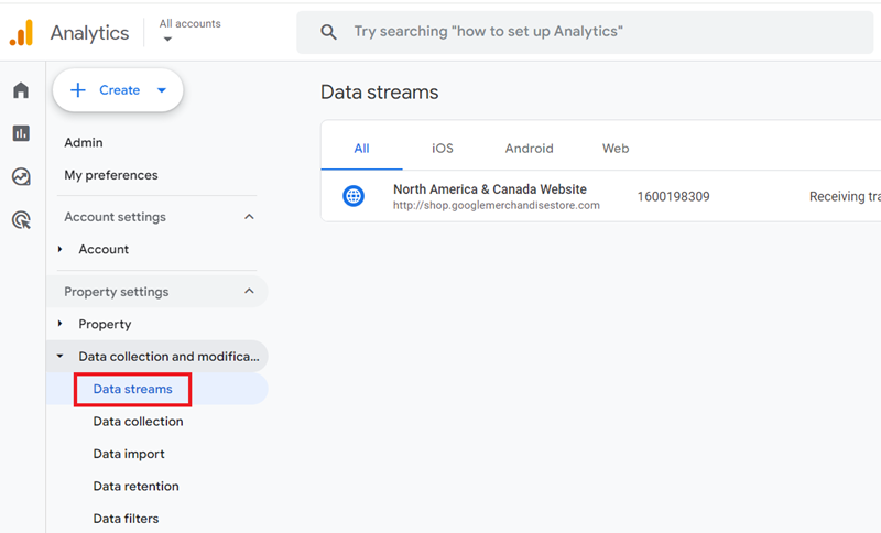 Google Analytics 4 data streams