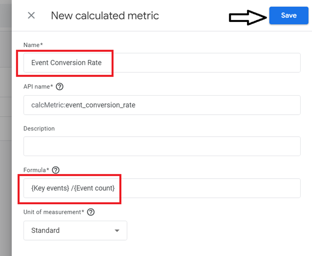 Event Conversion Rate ga4
