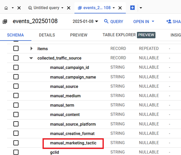 manual marketing tactic‘ field under ‘collected traffic source‘