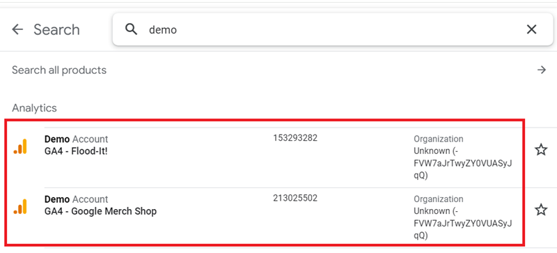 two GA4 demo properties 1