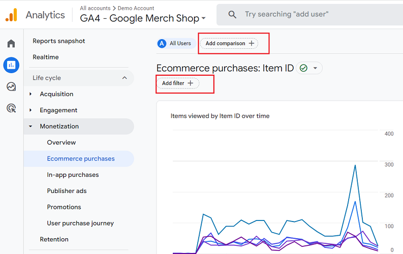 customise the ‘Ecommerce Purchase report
