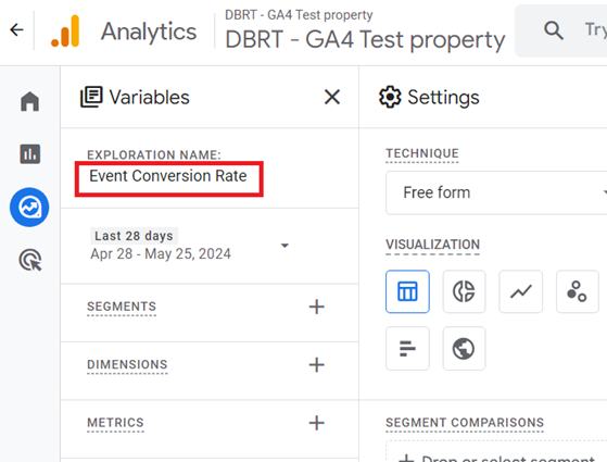 Name your report ‘Event Conversion Rate