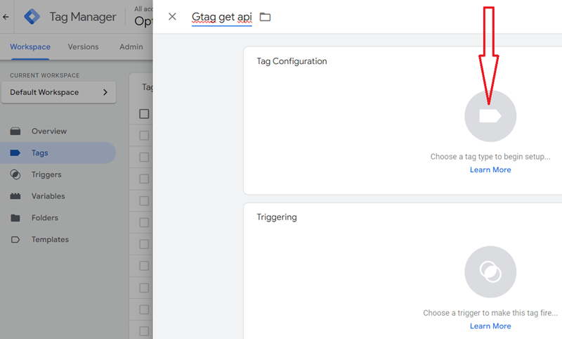 Click on the ‘choose a tag type button