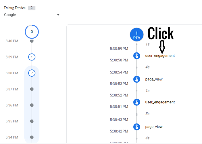 How to use DebugView report in Google Analytics 4 (GA4) 6 lets click on ‘user engagement event