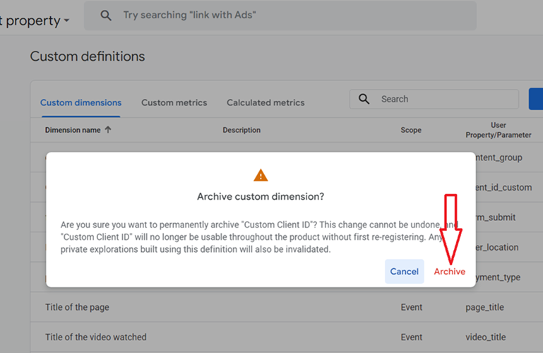Click on the ‘Archive button