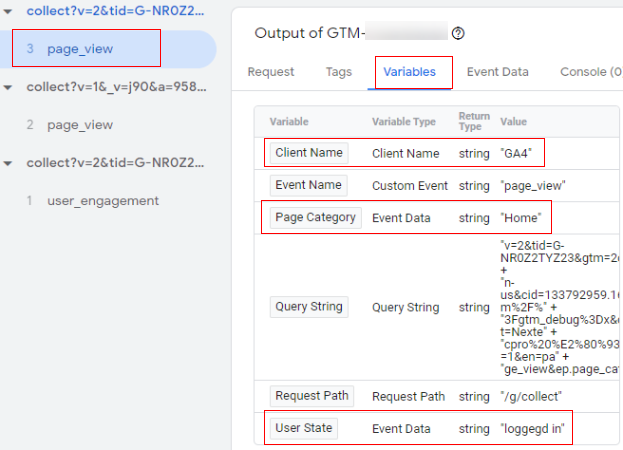 server variable has values 1