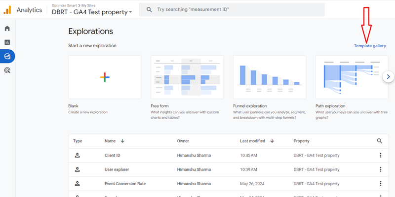 Click on the ‘Template Gallery link