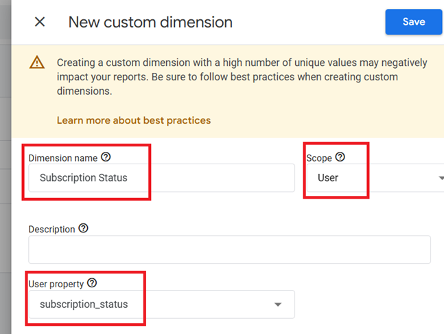 register the logged user property as a new user scoped custom dimension in your GA4 property