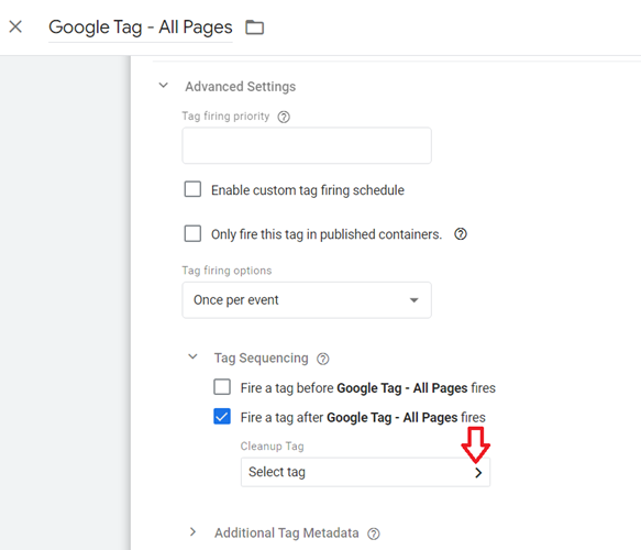 Click on the ‘Select tag‘ drop down menu