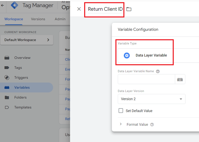 Name the new variable ‘Return Client ID‘