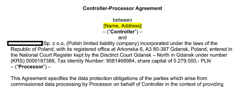 controller processor agreement