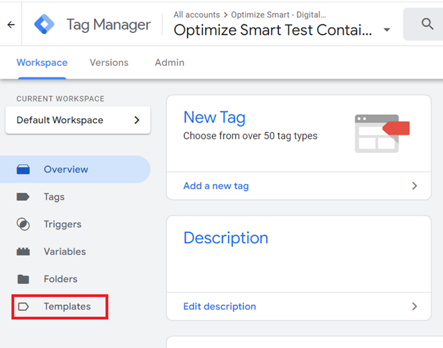 click on the ‘Templates‘ link