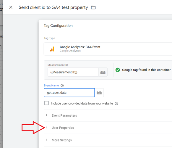 Click on the ‘User Properties‘ drop down menu
