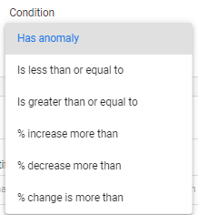 create custom insights condition dropdown