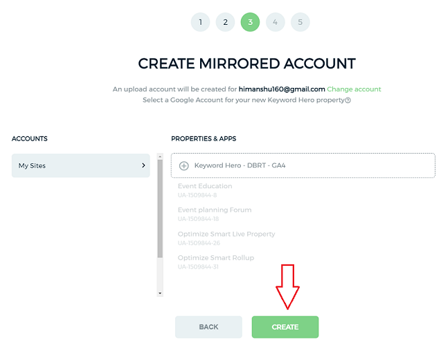 Click on the ‘Create button