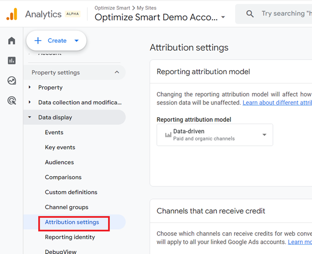 attribution settings ga4