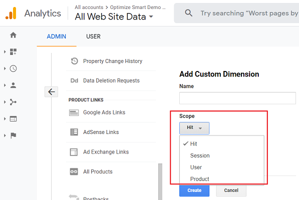 scope of custom dimensions google analytics