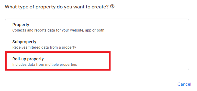 ga4 roll up property